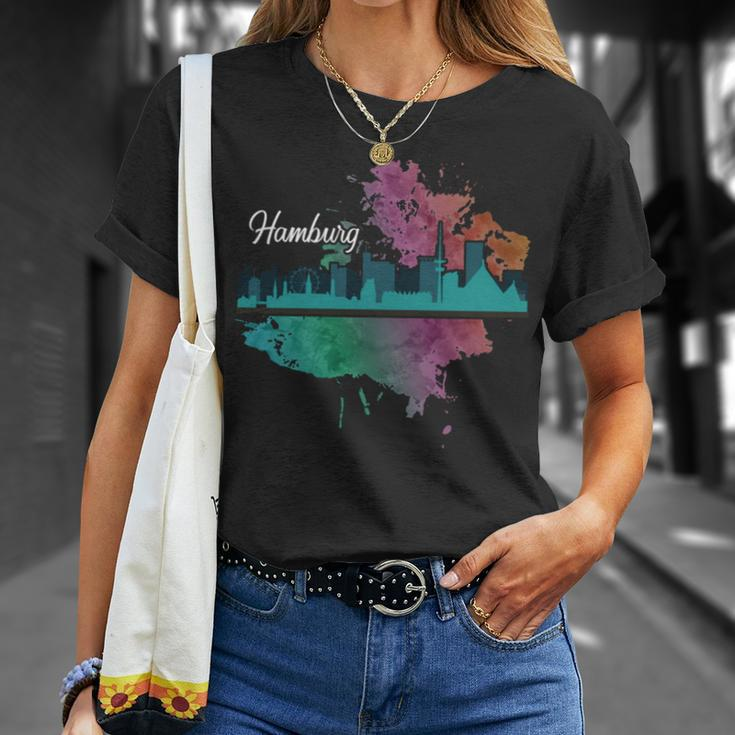 Hamburg Skyline Stadt Geschenk Für Hamburger T-Shirt Geschenke für Sie