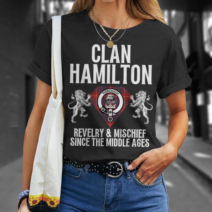 Hamilton Clan Scottish Name Coat Of Arms Tartan Family Party T-Shirt Gifts for Her