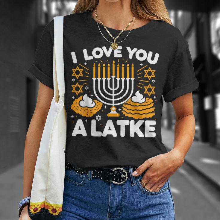 Hanukkah I Love You A Latke Pajamas Chanukah Hanukkah Pjs T-Shirt Gifts for Her