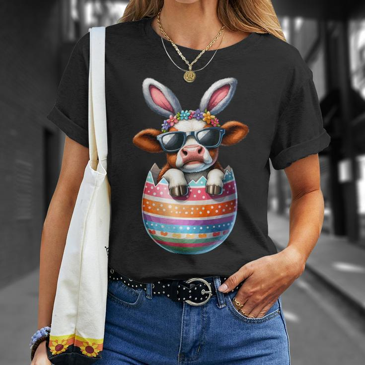 Happy Easter Cute Cow Bunny Ears Eggs Toddler Boy Girl T-Shirt Gifts for Her
