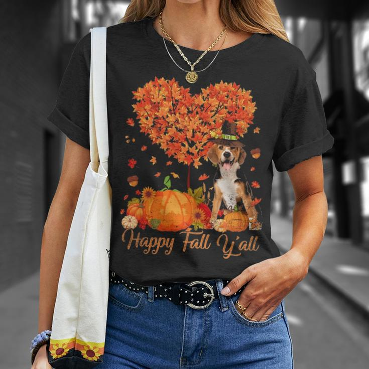Happy Fall Y'all Beagle Dog Pumpkin Thanksgiving T-Shirt Gifts for Her