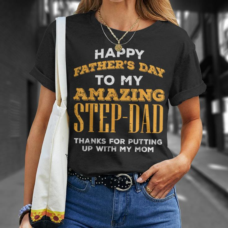 Happy Fathers Day Amazing Step Dad Thanks Stepdad Bonus Dad T-Shirt Gifts for Her
