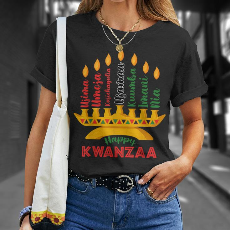 Happy Kwanzaa Kinara Seven Candles Principles Of Kwanzaa T-Shirt Gifts for Her