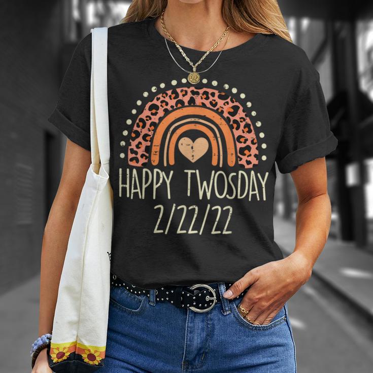 Happy Twosday 22222 Leopard Rainbow Twos Day 2022 Teacher T-Shirt Gifts for Her