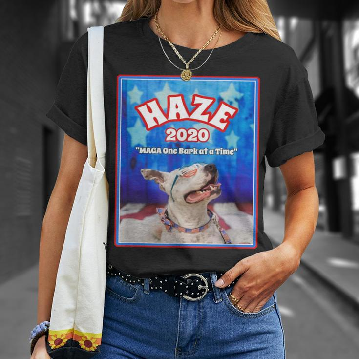 Haze 2020 Pit Bull Dog American Flag Graphics T-Shirt Gifts for Her