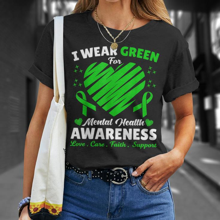 Heart I Wear Green For Mental Health Awareness Month 2024 T-Shirt Gifts for Her