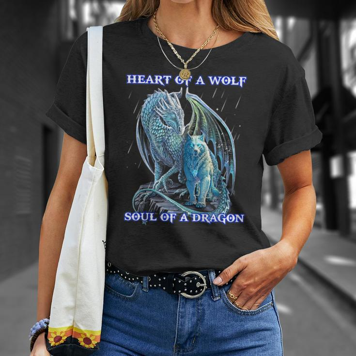 Heart Of Wolf Soul Of A Dragon T-Shirt Gifts for Her