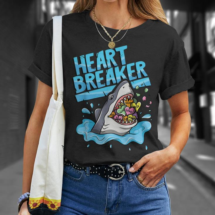 Heartbreaker Shark Eating Hearts Valentine's Day T-Shirt Gifts for Her