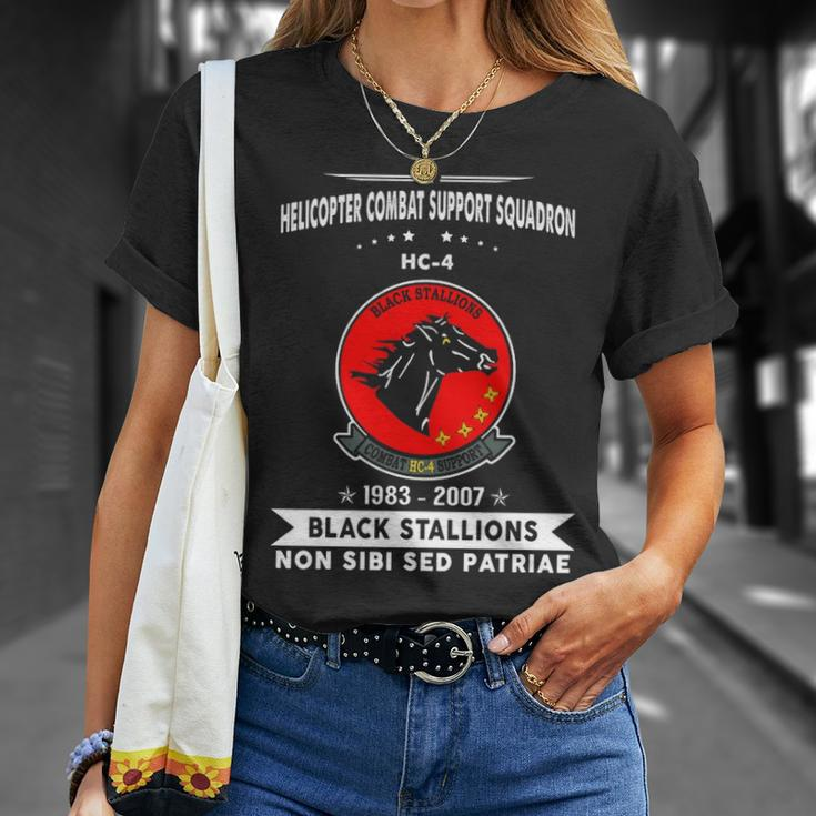 Helicopter Combat Support Squadron 4 Hc 4 Helsuppron 4 Black Stallions T-Shirt Gifts for Her