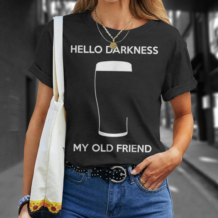 Hello Darkness My Old Friend Age Beer Stout Beer Lover T-Shirt Gifts for Her