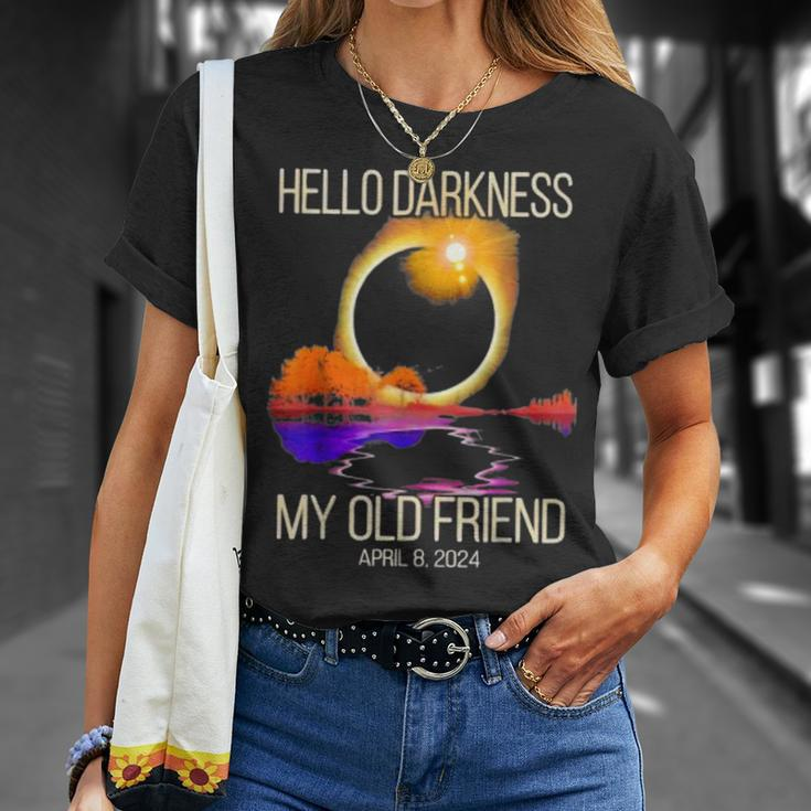Hello Darkness My Old Friend Eclipse Solar April 08 2024 T-Shirt Gifts for Her