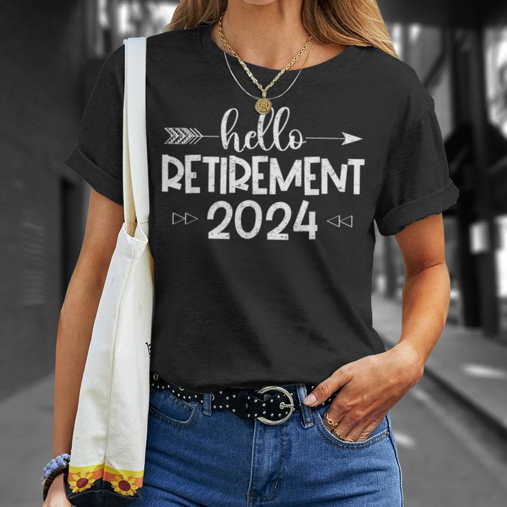 Hello Retirement 2024 Retired Squad Party Coworker Women T-Shirt Gifts for Her