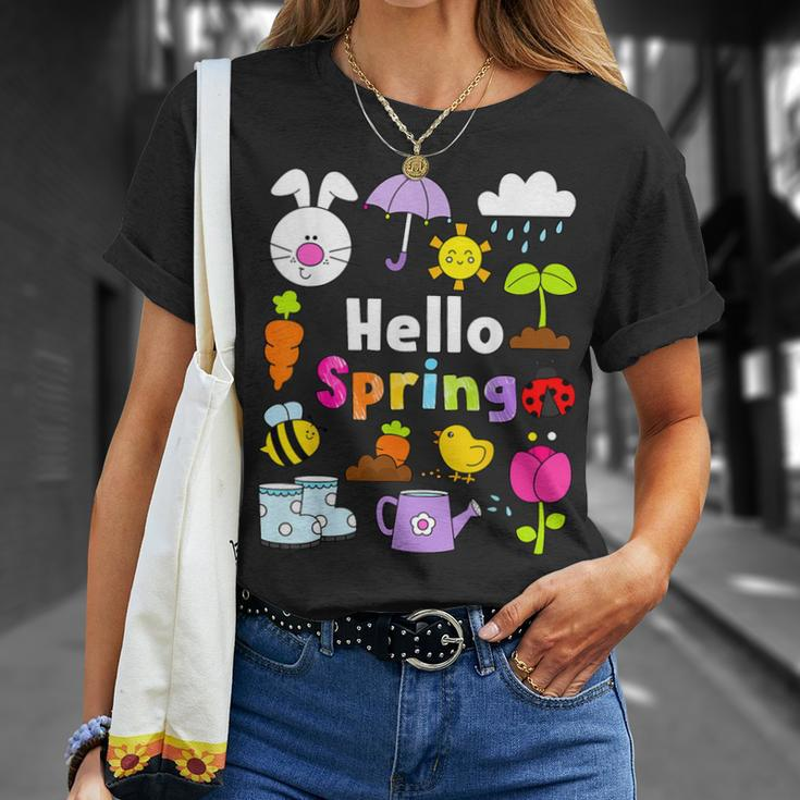 Hello Spring And Easter Day 2024 Bunny Hello Spring Toddler T-Shirt Gifts for Her