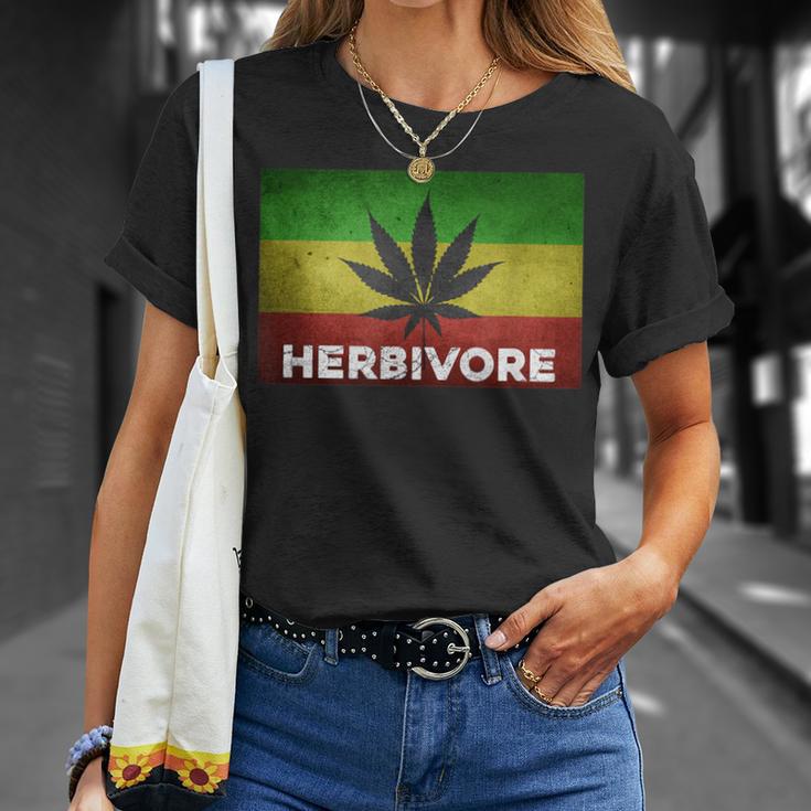 Herbivore Pun Marijuana Weed Cannabis Leaf Jamaican T-Shirt Gifts for Her