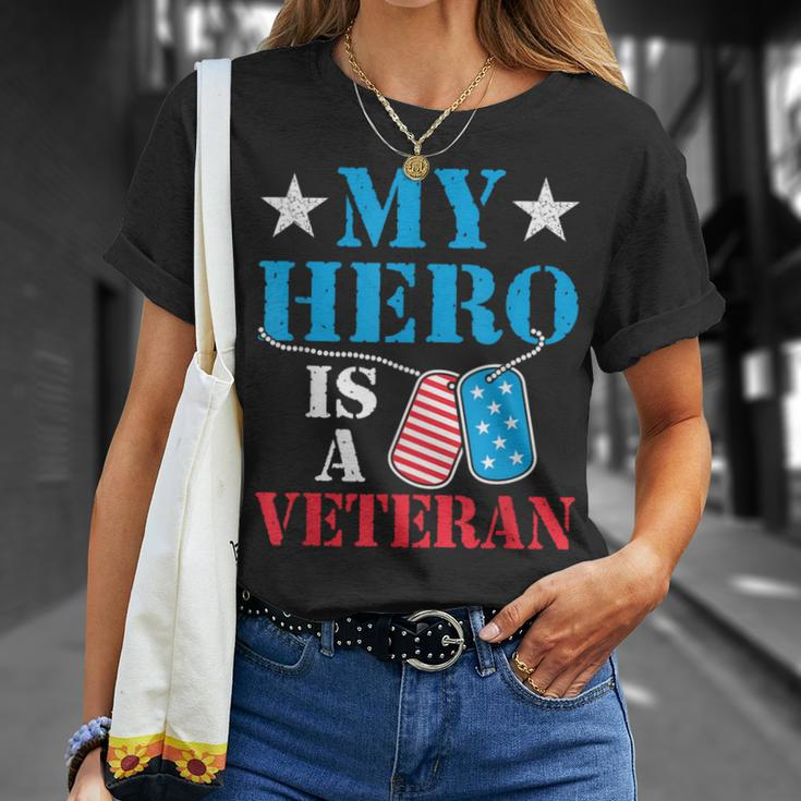 My Hero Is A Veteran Veteran's Day Family Dad Grandpa T-Shirt Gifts for Her
