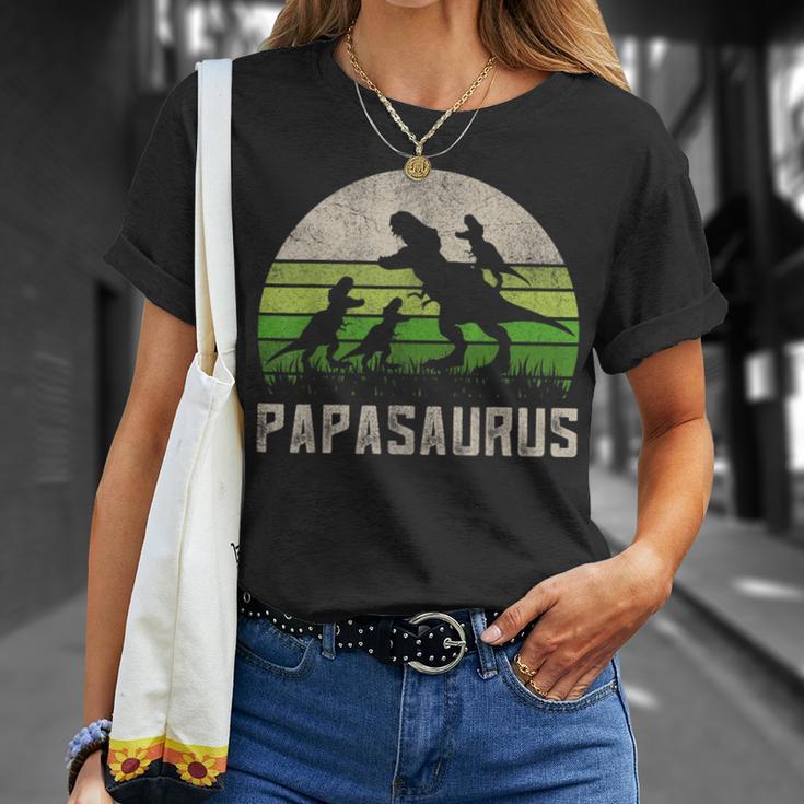 Herren 3 Kinder Saurier Papa T-Stück Spaßatertag Dinosaurierati T-Shirt Geschenke für Sie