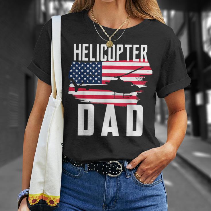 Herren Hubschrauber Papa Usa Flagge Hubschrauber Pilotatertag T-Shirt Geschenke für Sie