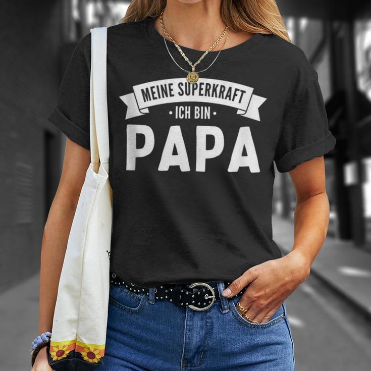 Herren Meine Superkraft Ich Bin Papa T-Shirt Geschenke für Sie