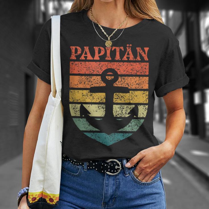 Herren Papa Wortspiel Kapitänatertag Papitän T-Shirt Geschenke für Sie