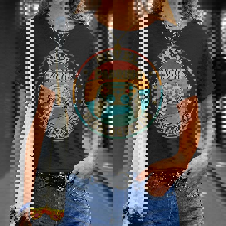 Hombre Padrino Nivel Desbloqueado Regalo Padrino Camiseta unisex Regalos para ella