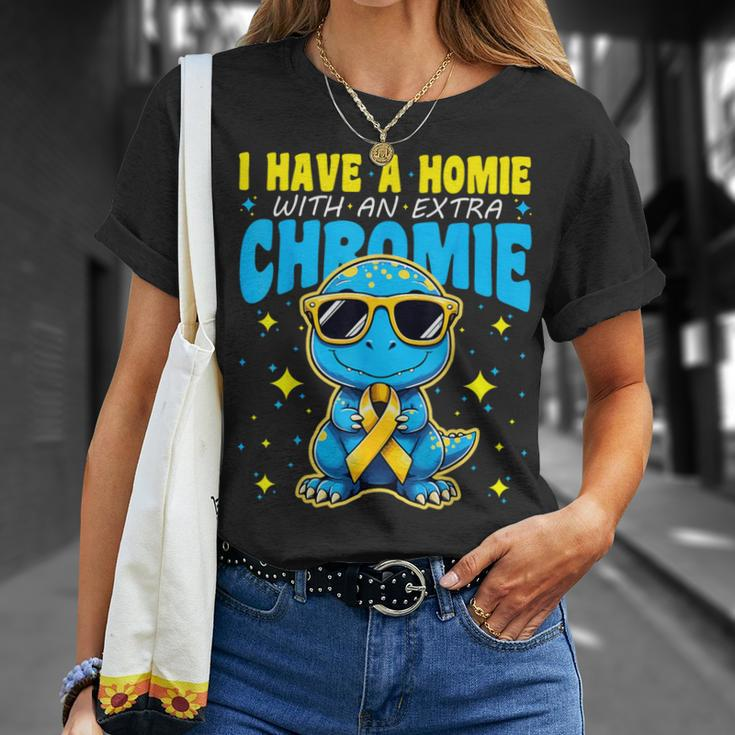 I Have A Homie With An Extra Chromie Down Syndrome Awareness T-Shirt Gifts for Her