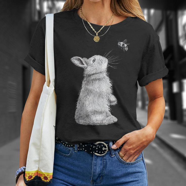 Honey Bunny Illustration Of Rabbit & Bumble Bee T-Shirt Gifts for Her