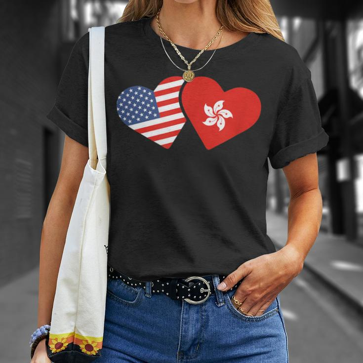 Hong Kong Usa FlagHeart Hongkonger American Love T-Shirt Gifts for Her
