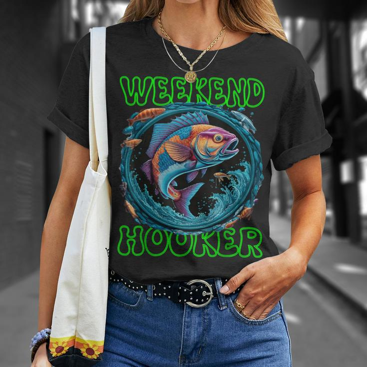 Weekend Hooker Colorful Fish Father Day Love Fishing T-Shirt Gifts for Her