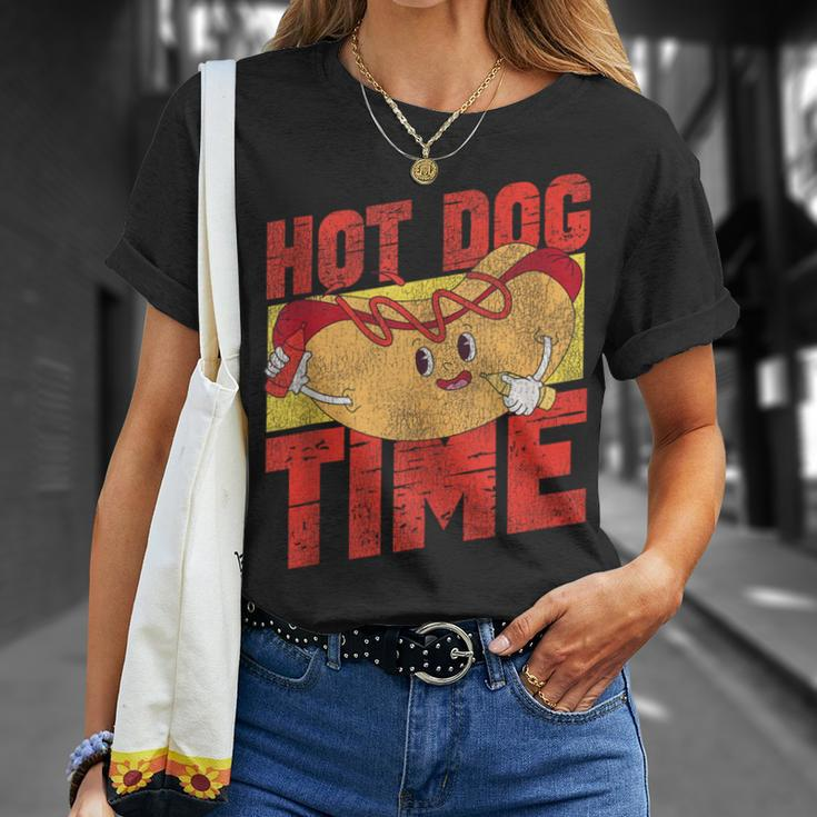 Hot Dog Adult Vintage Hot Dog Time T-Shirt Gifts for Her