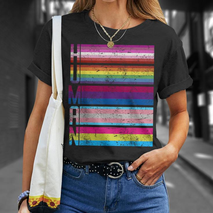 Human Gay Lesbian Bisexual Transgender Pansexual Lgbt Flag T-Shirt Gifts for Her