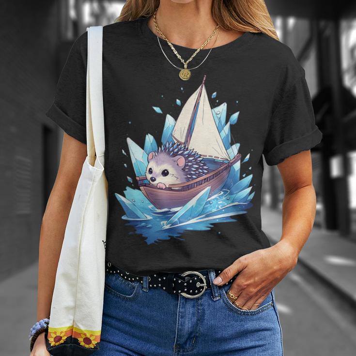 Ice Sailing Hedgehog Ice Sailing Ice Boating Yachting T-Shirt Geschenke für Sie