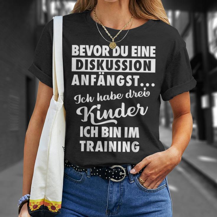 Ich Habe Drei Kinder Father Und Kinder T-Shirt Geschenke für Sie