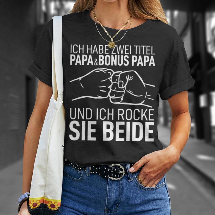 Ich Habe Zwei Titel Papa & Bonus Papa Bester Dad Der Welt T-Shirt Geschenke für Sie