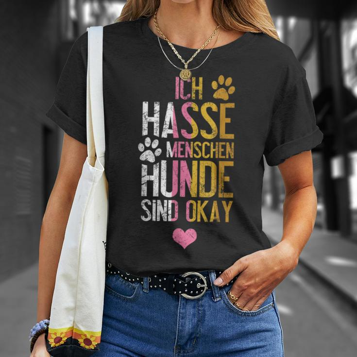 Ich Hasse Menschen Hunde Sind Ok Heart Vintage S T-Shirt Geschenke für Sie