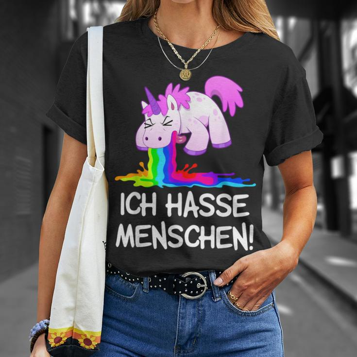 Ich Hasse Menschen Kotzendes Einhorn Unicorn Fun T-Shirt Geschenke für Sie