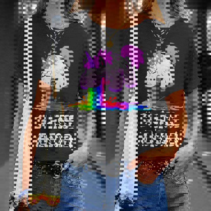 Ich Hasse Menschen Kotzendes Einhorn Unicorn Fun T-Shirt Geschenke für Sie