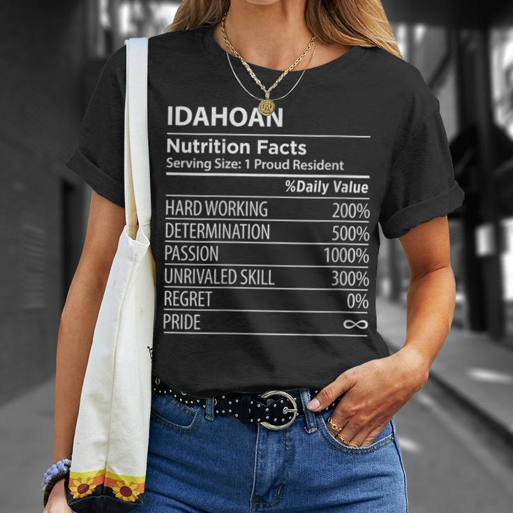 Idahoan Nutrition Facts Idaho Pride T-Shirt Gifts for Her