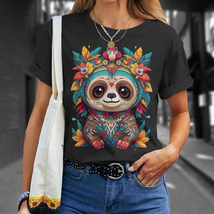 Ikonische Faultier Mexiko Dia De Muertos Ästhetik T-Shirt Geschenke für Sie
