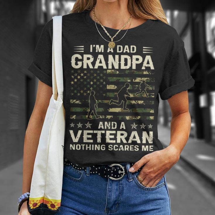 I'm A Dad Grandpa And Veteran Fathers Day American Flag T-Shirt Gifts for Her