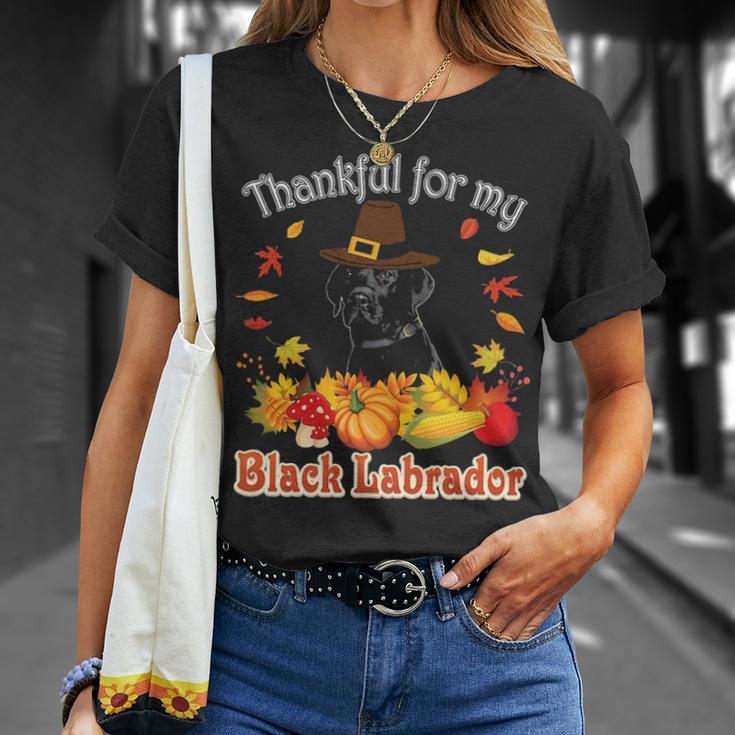 I'm Thankful For My Black Labrador Dog Lover Pumpkin Fall T-Shirt Gifts for Her