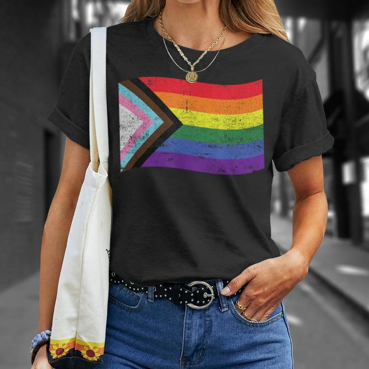 Inclusive Progress Pride Flag Gay Pride Lgbtq Rainbow Flag T-Shirt Gifts for Her