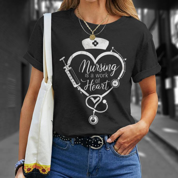 International Nurses Day 2024 Nursing Is A Work Of Heart T-Shirt Gifts for Her