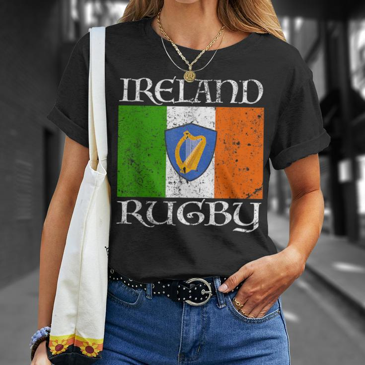 Ireland Rugby Vintage Irish Flag Rugby Fan T-Shirt Gifts for Her