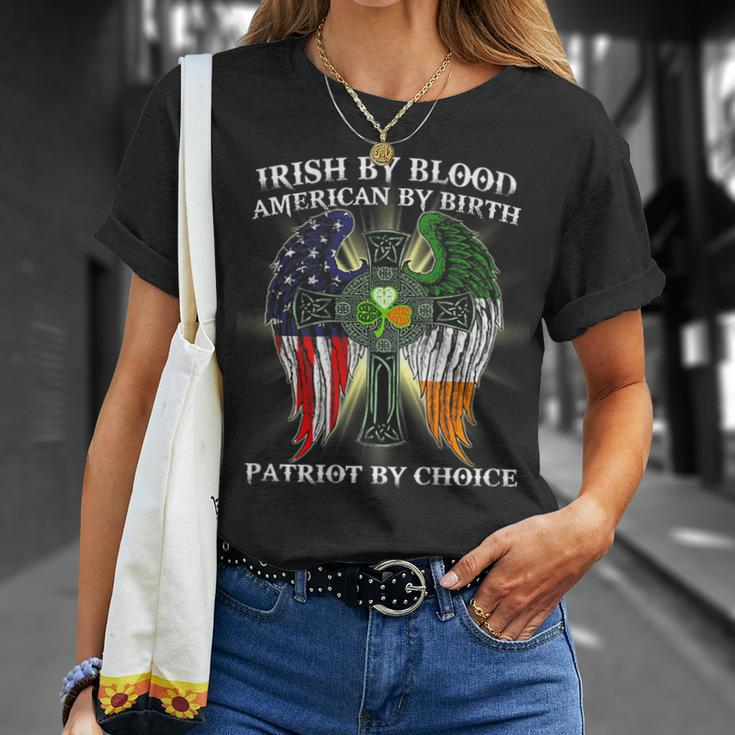 Irish By Blood American By Birth Patriot By Choice On Back T-Shirt Gifts for Her