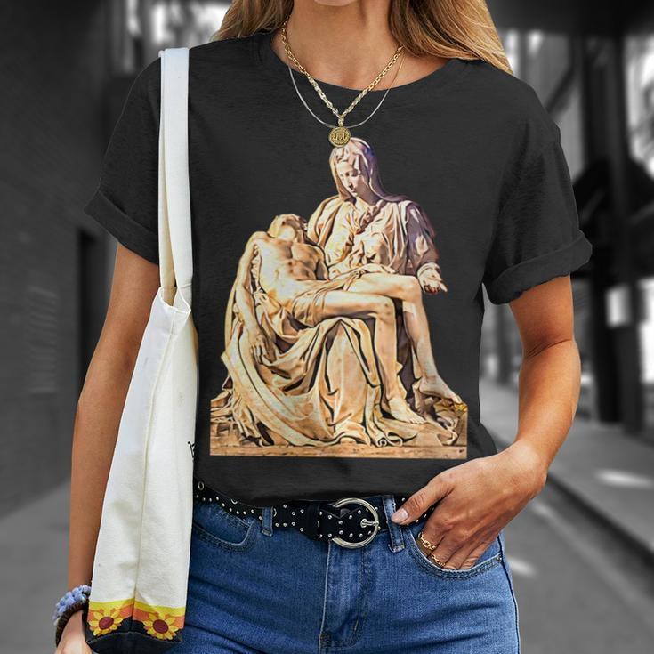 Italian Sculptor Michelangelo Pieta Statue Jesus Mother Mary T-Shirt Gifts for Her