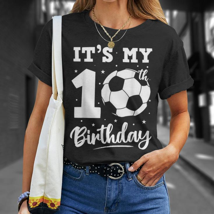 It's My 10Th Birthday Soccer Ten Year Old Birthday Boy T-Shirt Gifts for Her