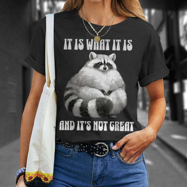 It Is What It Is And Its Not Great Racoon Vintage Meme T-Shirt Gifts for Her
