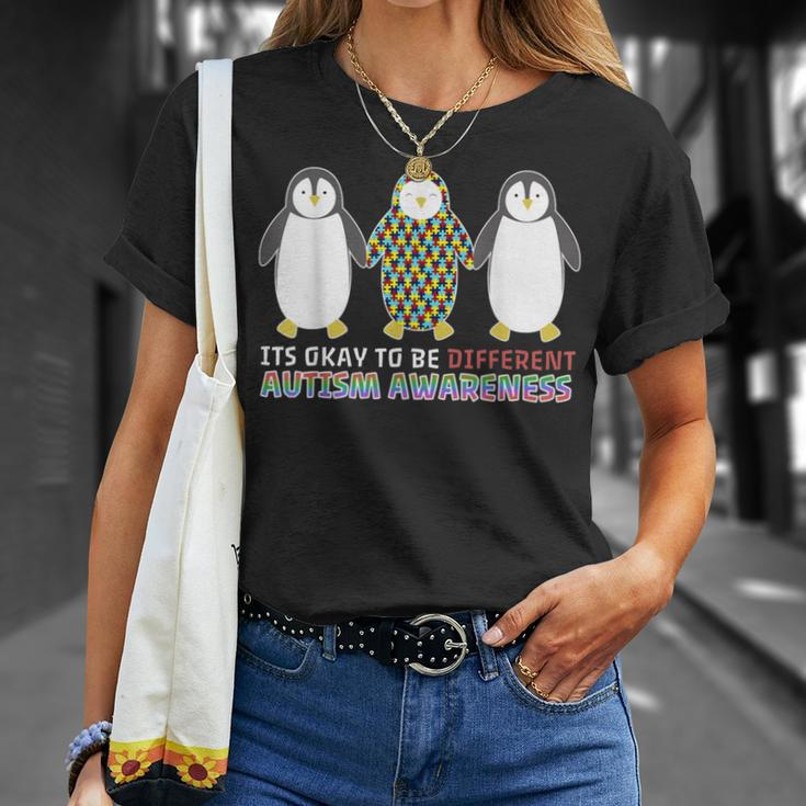 Its Ok To Be Different Penguin Cool Autism Awareness T-Shirt Gifts for Her