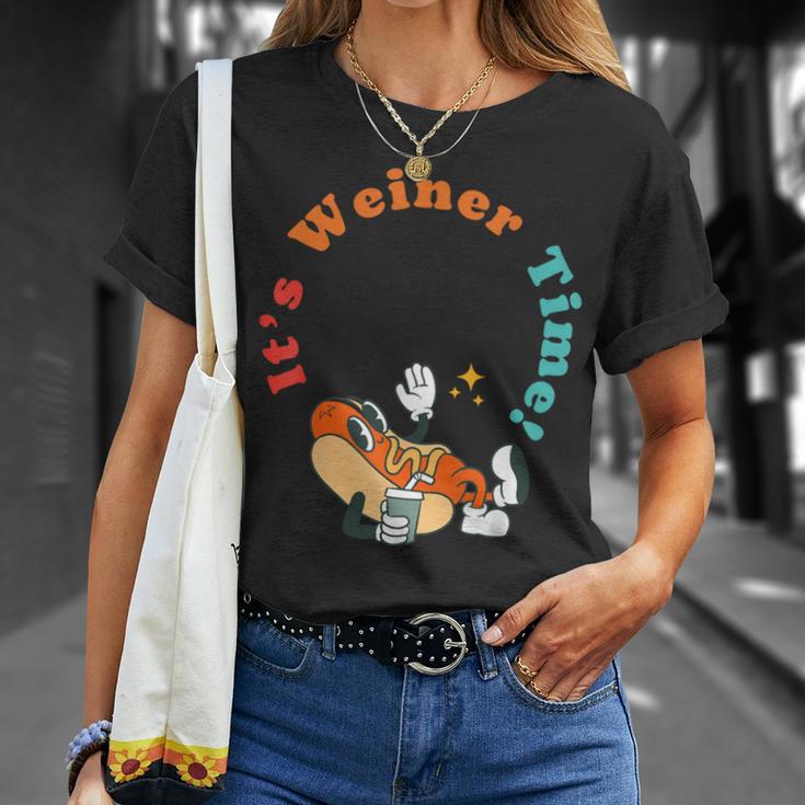 It's Weiner Time Hot Dog Vintage Apparel T-Shirt Gifts for Her