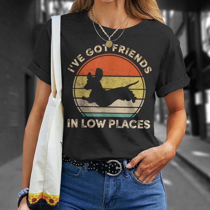 I've Got Friends In Low Places Dachshund Wiener Dog T-Shirt Gifts for Her